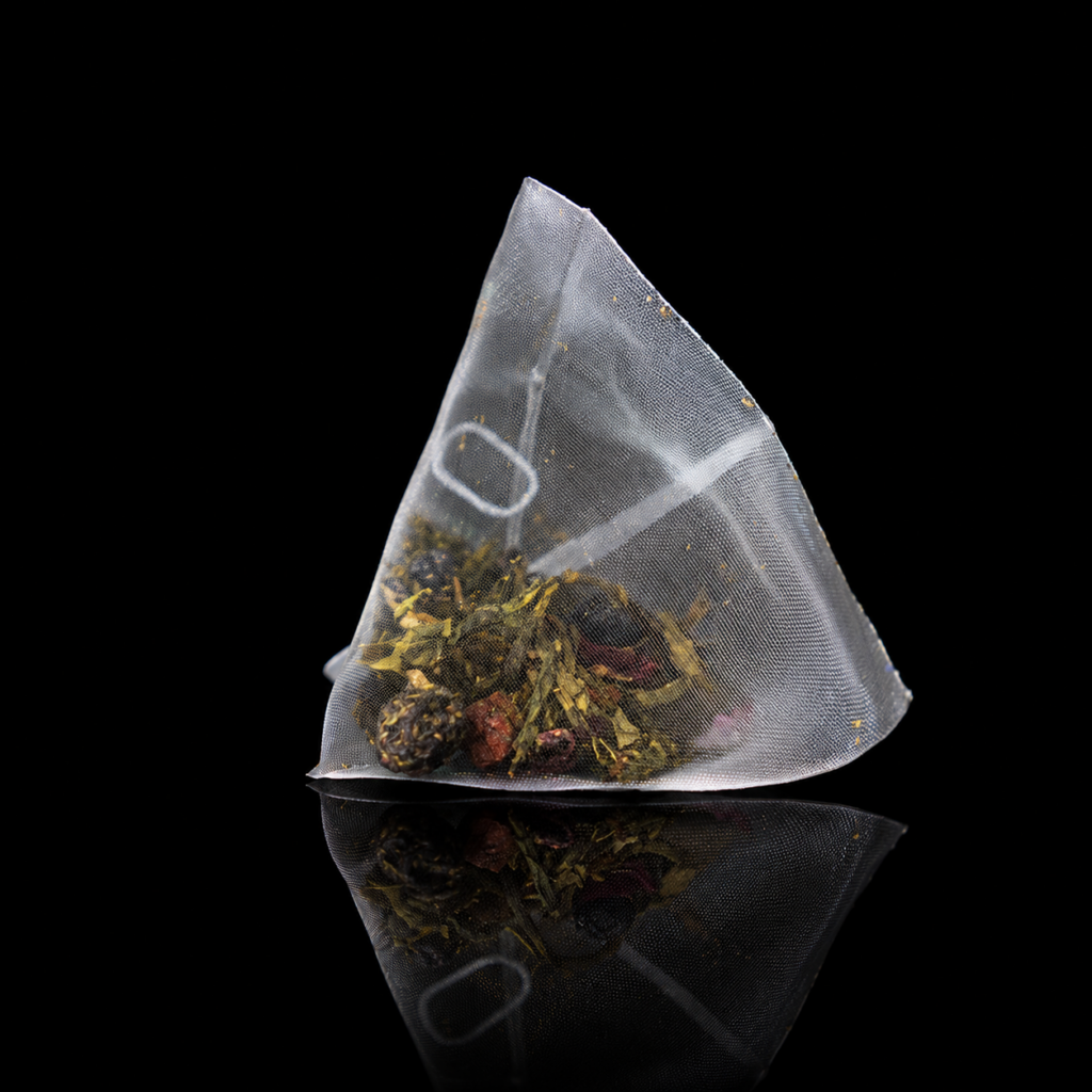 Pyramid sachet filled with Elder Priestess elderberry green tea